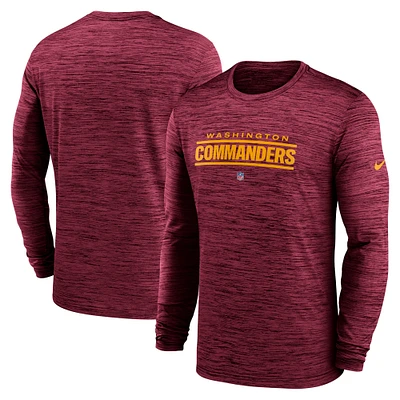 Men's Nike  Burgundy Washington Commanders Sideline Team Velocity Performance Long Sleeve T-Shirt