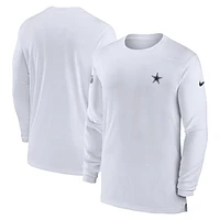 Men's Nike White Dallas Cowboys Sideline Coach Performance Long Sleeve T-Shirt