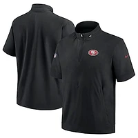 Men's Nike  Black San Francisco 49ers Sideline Coach Short Sleeve Hoodie Quarter-Zip Jacket