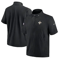 Men's Nike  Black New Orleans Saints Sideline Coach Short Sleeve Hoodie Quarter-Zip Jacket