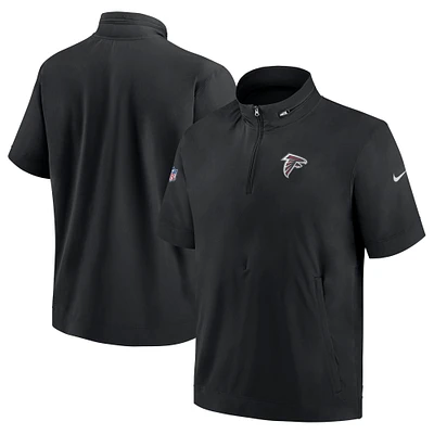 Men's Nike  Black Atlanta Falcons Sideline Coach Short Sleeve Hoodie Quarter-Zip Jacket