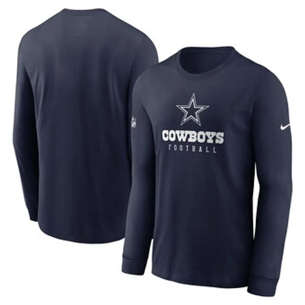 Men's Nike Navy Dallas Cowboys Sideline Performance Long Sleeve T-Shirt