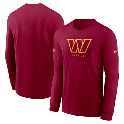 Men's Nike Burgundy Washington Commanders Sideline Performance Long Sleeve T-Shirt