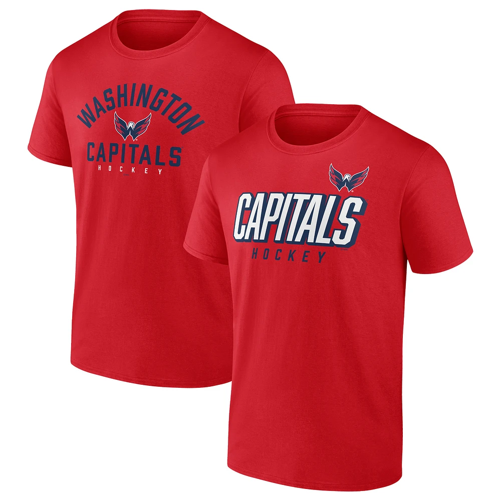 Men's Fanatics Red Washington Capitals Wordmark Two-Pack T-Shirt Set