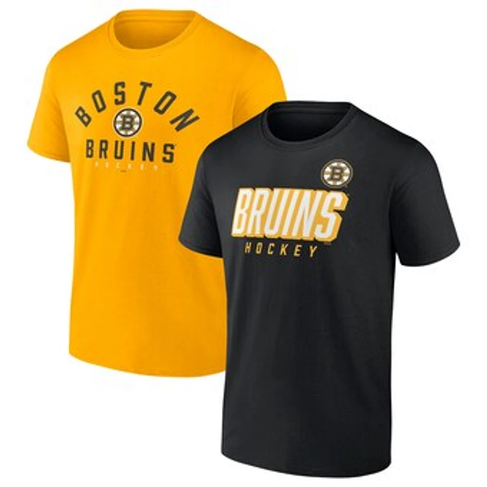 Men's Fanatics Black Boston Bruins Wordmark Two-Pack T-Shirt Set