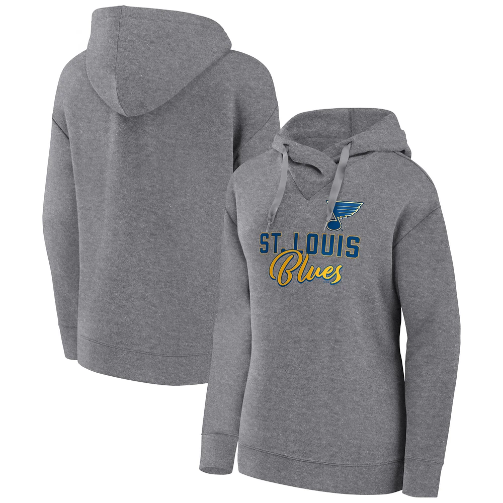 Women's Fanatics Heather Gray St. Louis Blues Script Favorite Pullover Hoodie