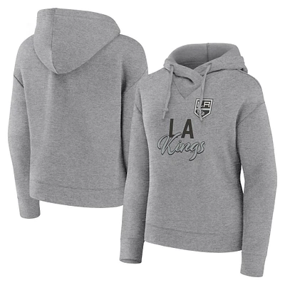 Women's Fanatics Heather Gray Los Angeles Kings Script Favorite Pullover Hoodie