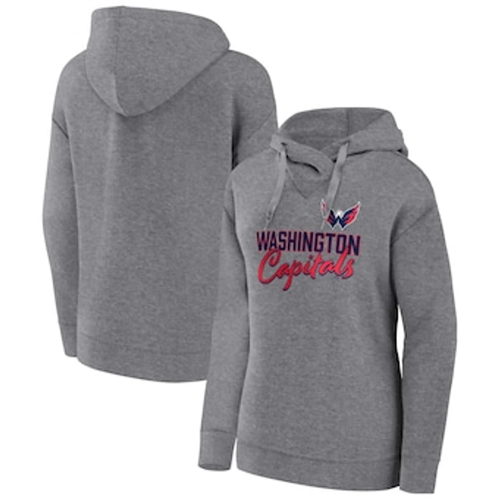 Women's Fanatics Heather Gray Washington Capitals Script Favorite Pullover Hoodie