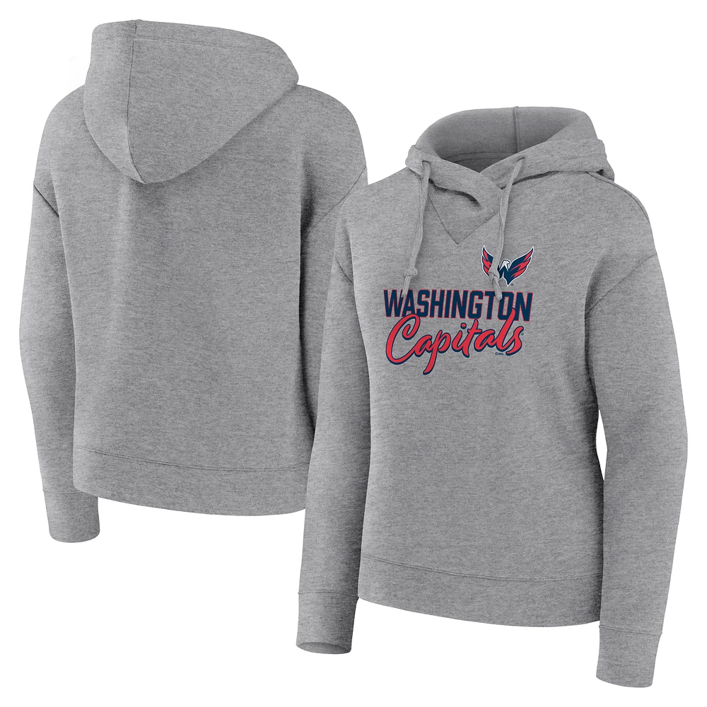 Women's Fanatics Heather Gray Washington Capitals Script Favorite Pullover Hoodie