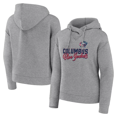 Women's Fanatics Heather Gray Columbus Blue Jackets Script Favorite Pullover Hoodie