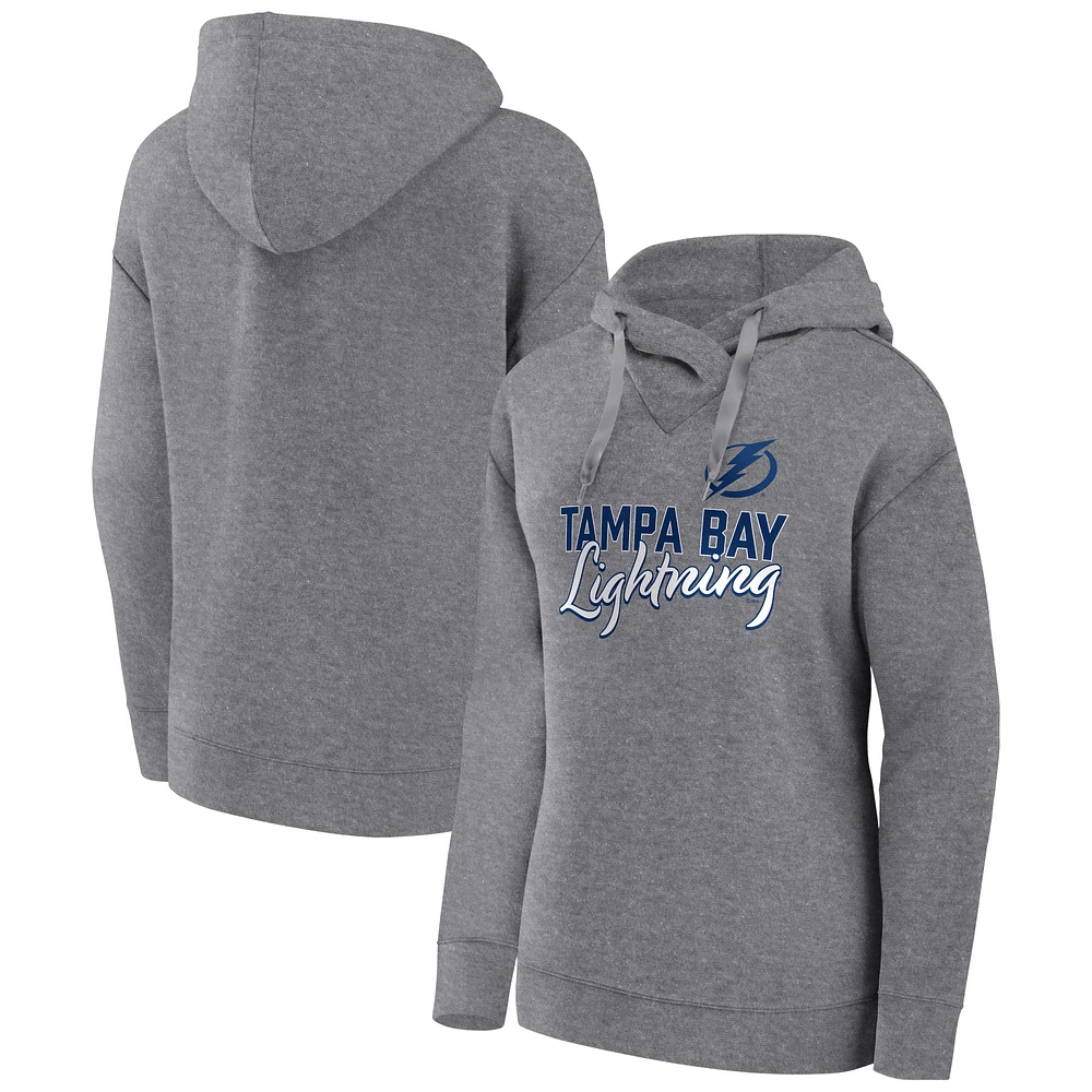 Women's Fanatics Heather Gray Tampa Bay Lightning Script Favorite Pullover Hoodie