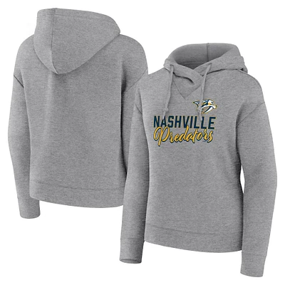 Women's Fanatics Heather Gray Nashville Predators Script Favorite Pullover Hoodie