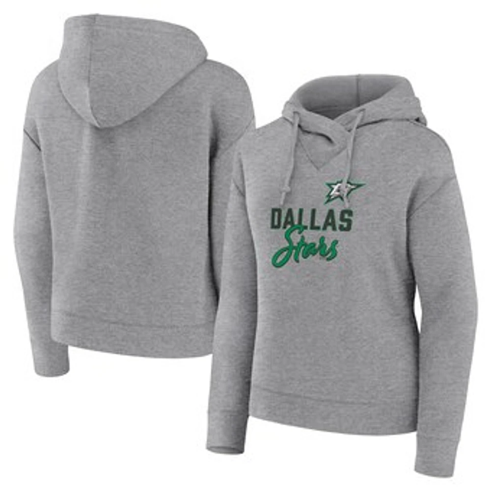 Women's Fanatics Heather Gray Dallas Stars Script Favorite Pullover Hoodie