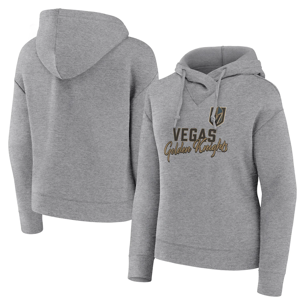 Women's Fanatics Heather Gray Vegas Golden Knights Script Favorite Pullover Hoodie