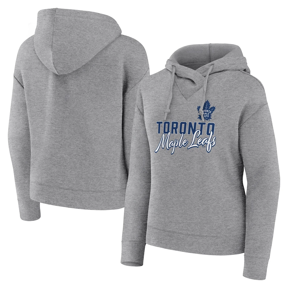 Women's Fanatics Heather Gray Toronto Maple Leafs Script Favorite Pullover Hoodie