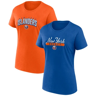 Women's Fanatics Royal/Orange New York Islanders Two-Pack Fan T-shirt Set