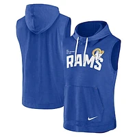 Men's Nike Heather Royal Los Angeles Rams Sleeveless Pullover Hoodie