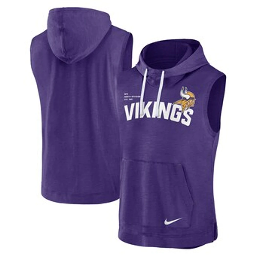 Men's Nike Heather Purple Minnesota Vikings Sleeveless Pullover Hoodie