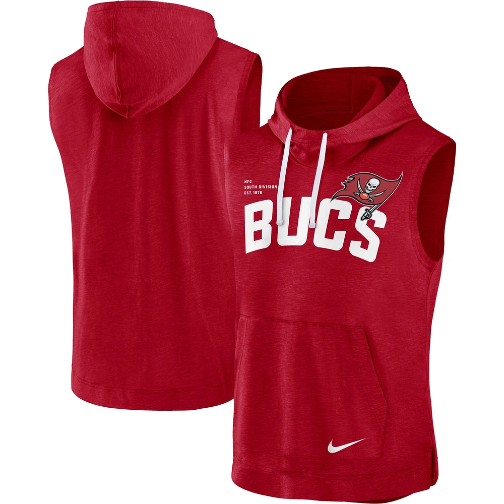 Men's Nike Heather Red Tampa Bay Buccaneers Sleeveless Pullover Hoodie