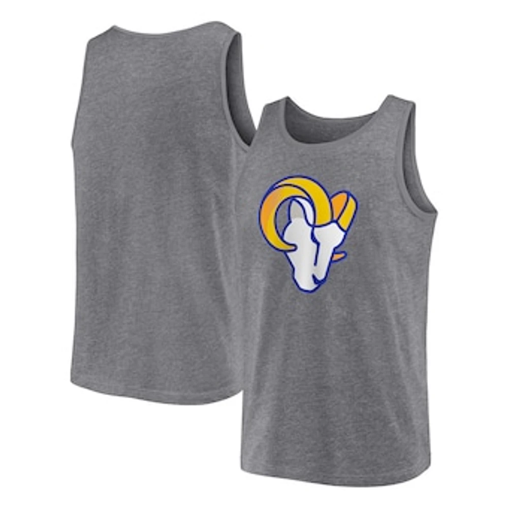 Men's Fanatics  Heather Gray Los Angeles Rams Primary Tank Top