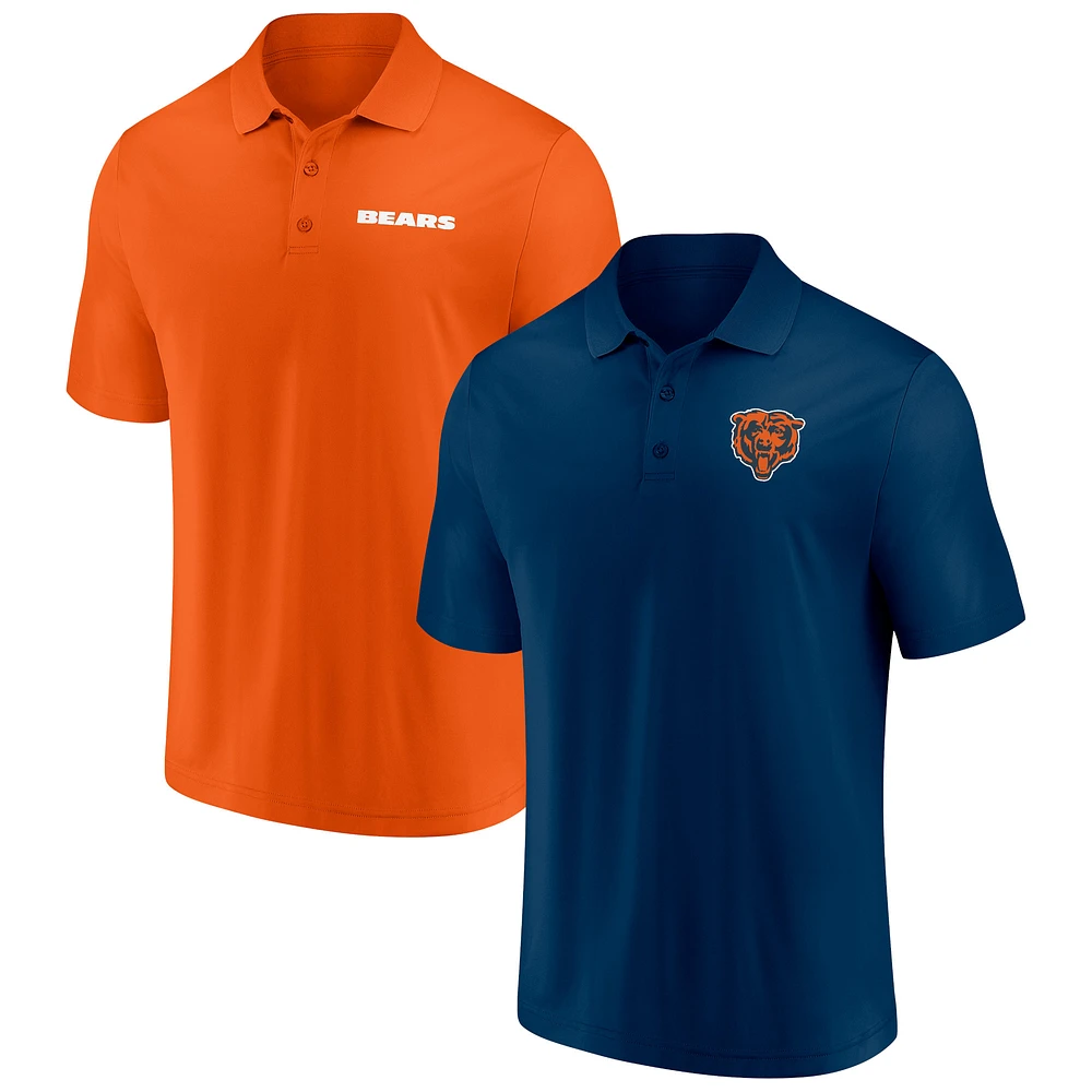 Men's Navy/Orange Chicago Bears Dueling Two-Pack Polo Set