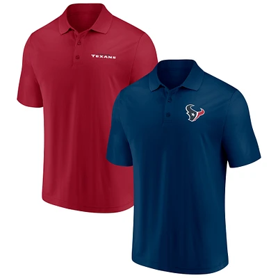 Men's Fanatics Navy/Red Houston Texans Dueling Two-Pack Polo Set