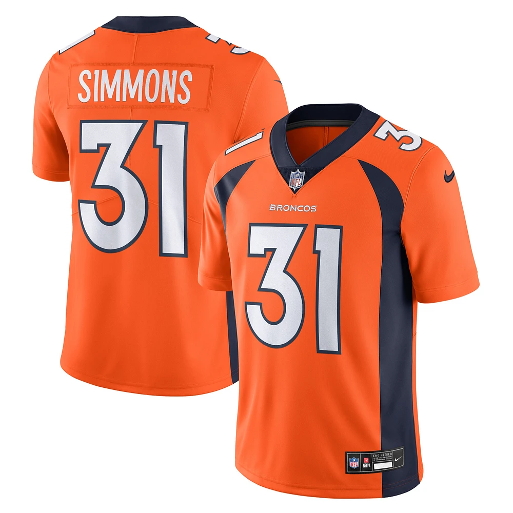 Men's Nike Justin Simmons Denver Broncos Vapor Untouchable Limited Jersey