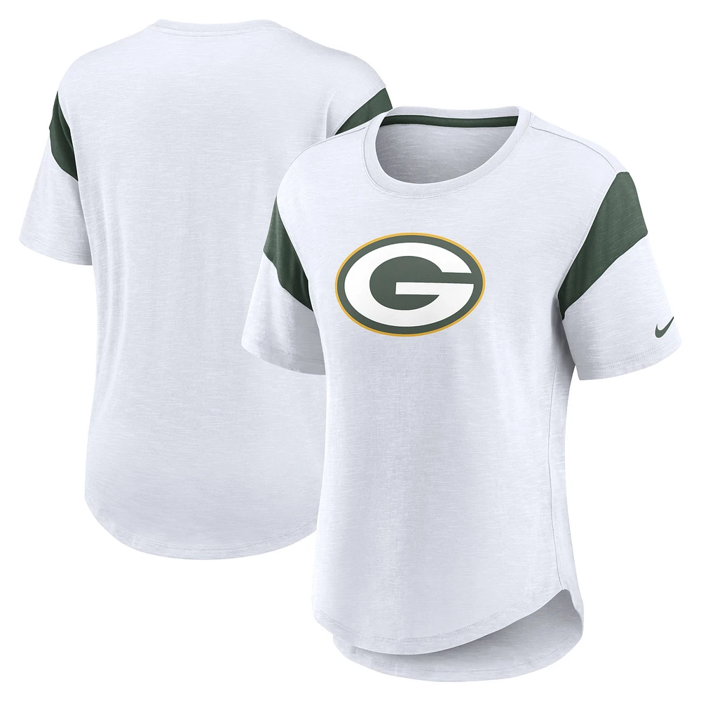 Women's Nike White Green Bay Packers Fashion T-Shirt