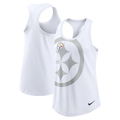 Women's Nike White Pittsburgh Steelers Tri-Blend Racerback Scoop Neck Tank Top