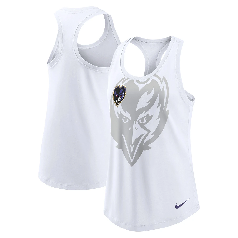 Women's Nike White Baltimore Ravens Tri-Blend Racerback Scoop Neck Tank Top