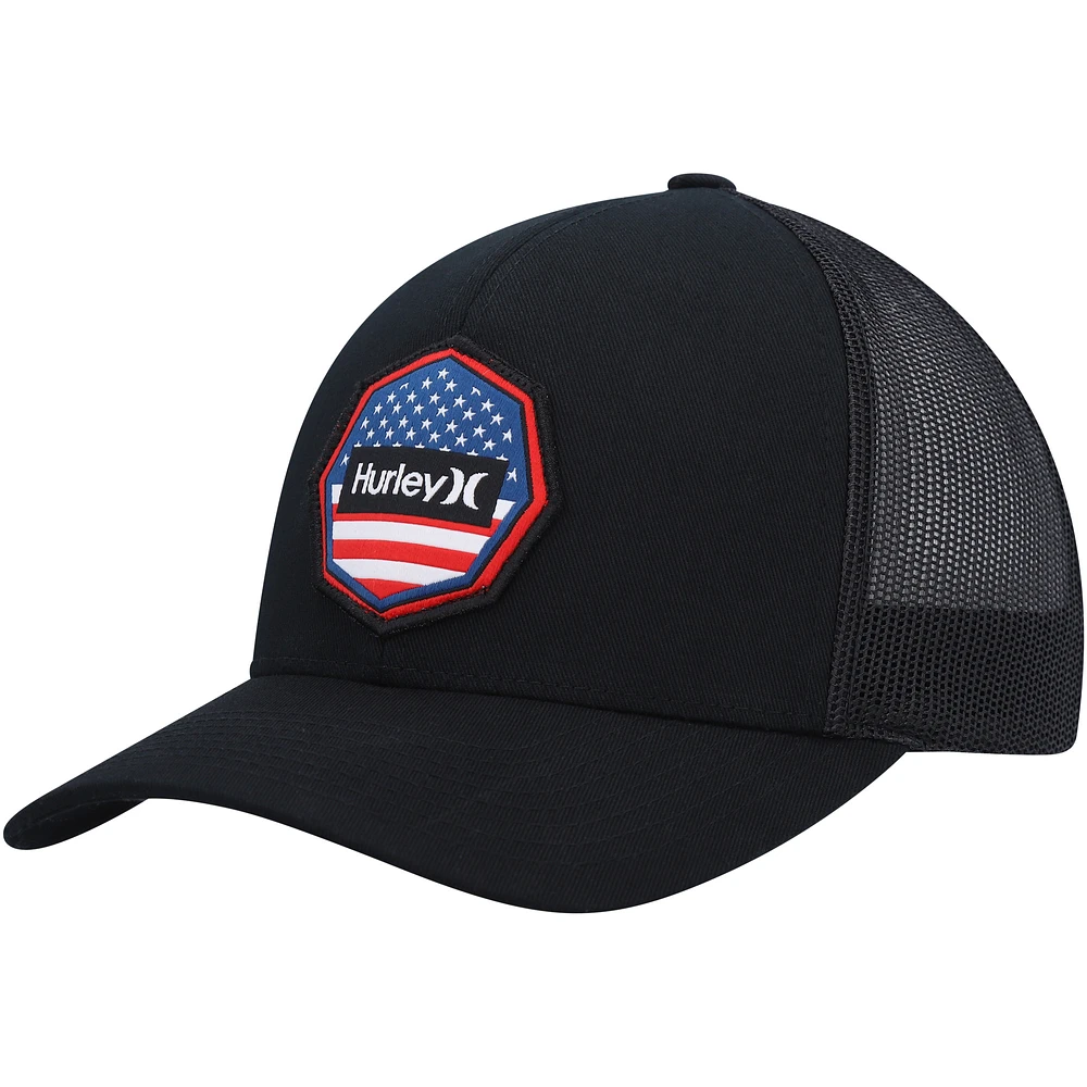 Men's Hurley Black Ultra Destination United States Trucker Snapback Hat