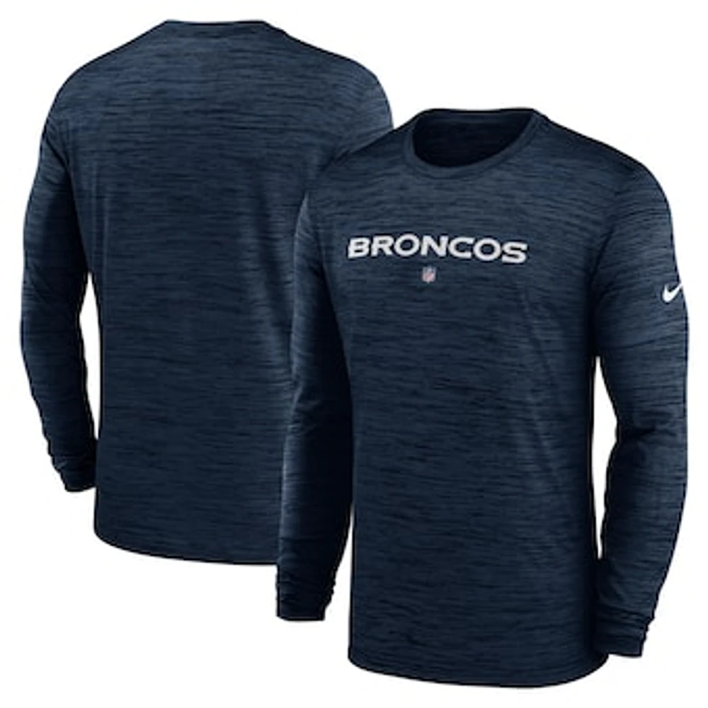 Men's Nike Navy Denver Broncos Sideline Team Velocity Performance Long Sleeve T-Shirt