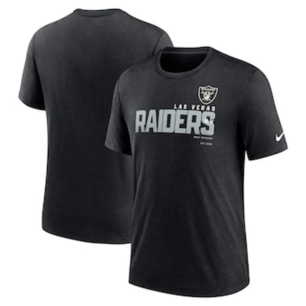 Men's Nike Heather Black Las Vegas Raiders Wordmark Tri-Blend - T-Shirt