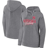 Women's Fanatics Heather Gray Nebraska Huskers Script Favorite Pullover Hoodie