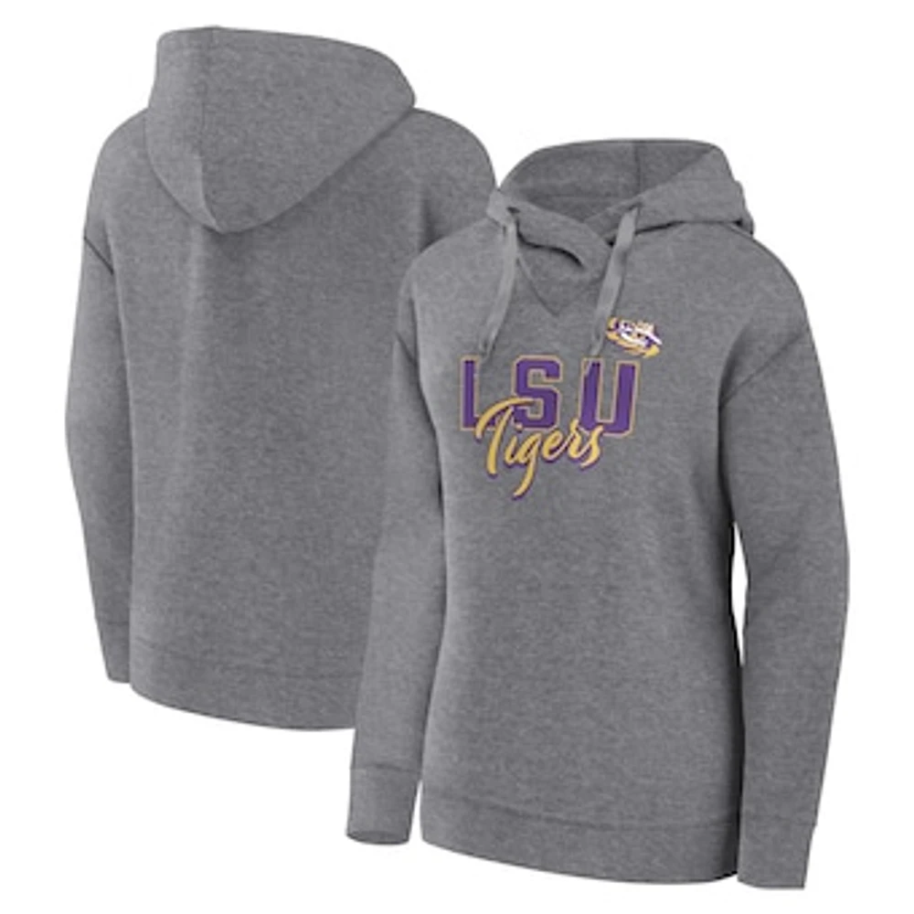 Women's Fanatics Heather Gray LSU Tigers Script Favorite Pullover Hoodie