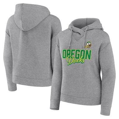 Women's Fanatics Heather Gray Oregon Ducks Script Favorite Pullover Hoodie