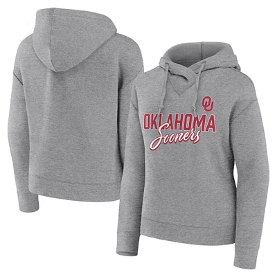 Women's Fanatics Heather Gray Oklahoma Sooners Script Favorite Pullover Hoodie