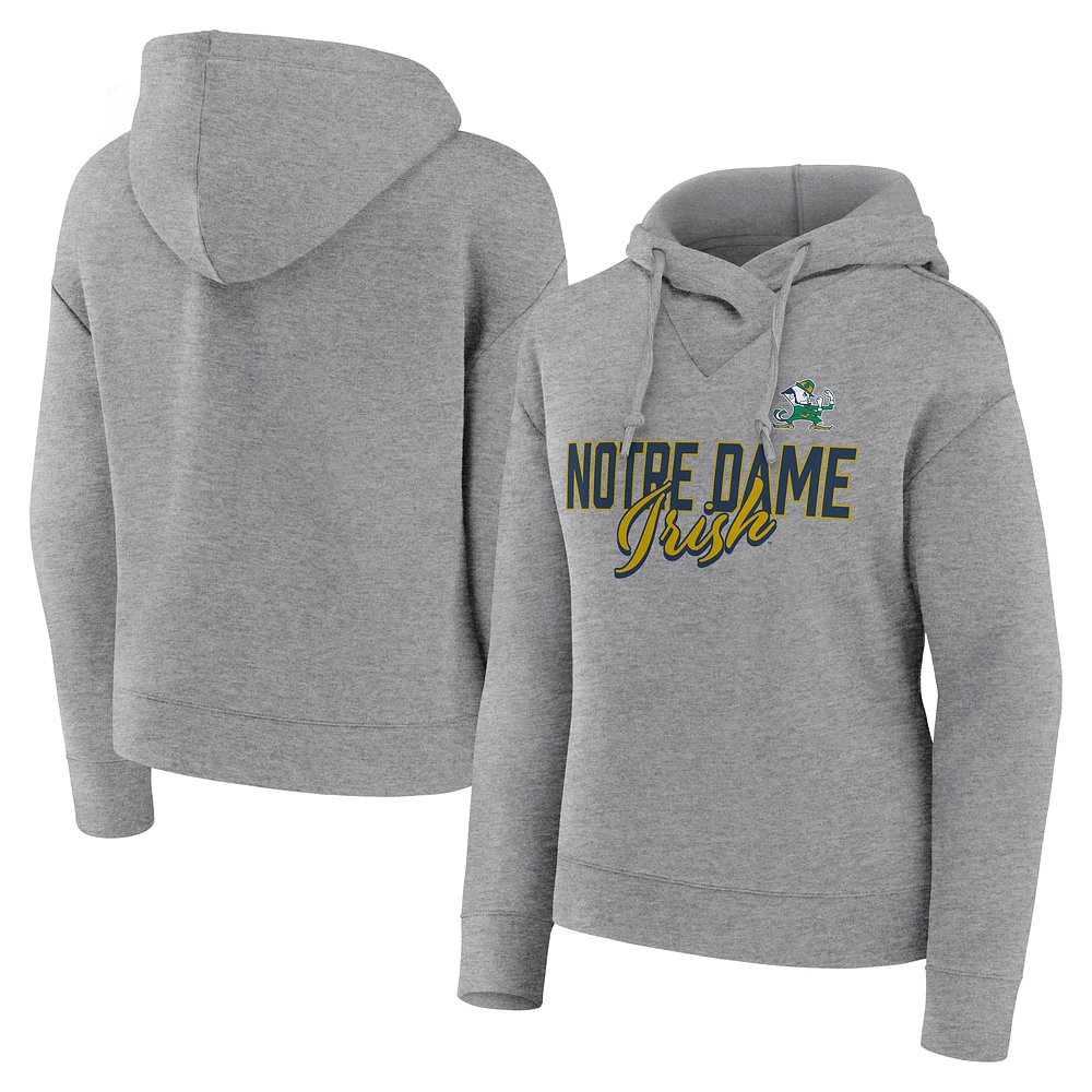 Women's Fanatics Heather Gray Notre Dame Fighting Irish Script Favorite Pullover Hoodie