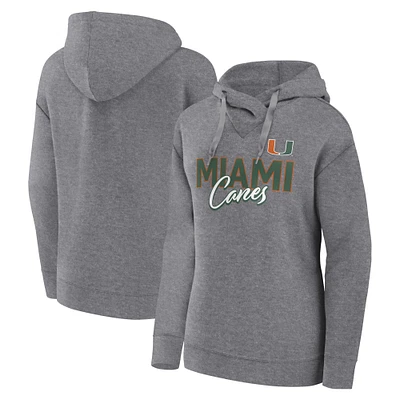 Women's Fanatics Heather Gray Miami Hurricanes Script Favorite Pullover Hoodie