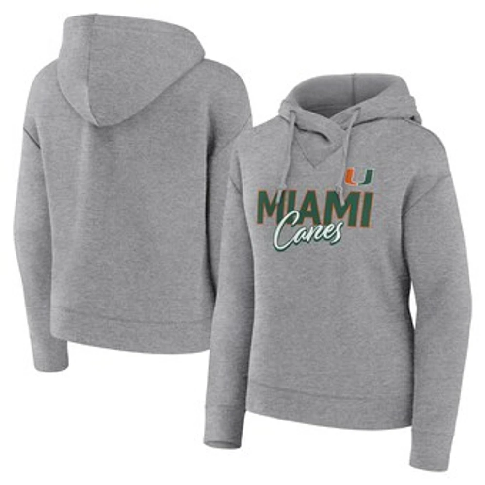 Women's Fanatics Heather Gray Miami Hurricanes Script Favorite Pullover Hoodie