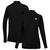 Women's Levelwear Black New York Yankees Verse Asymmetrical Raglan Tri-Blend Quarter-Zip Jacket