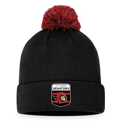 Men's Fanatics Black Ottawa Senators 2023 NHL Draft Authentic Pro Cuffed Knit Hat with Pom