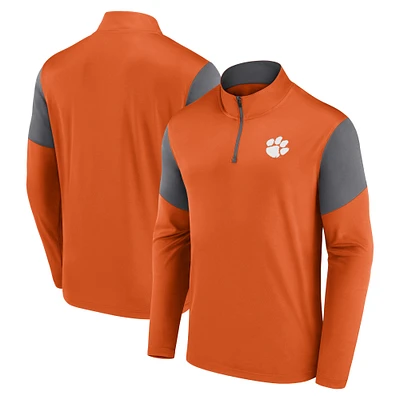 Men's Fanatics  Orange Clemson Tigers Primary Quarter-Zip Top