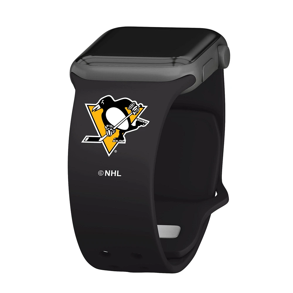 Black Pittsburgh Penguins Silicone Apple Watch Band
