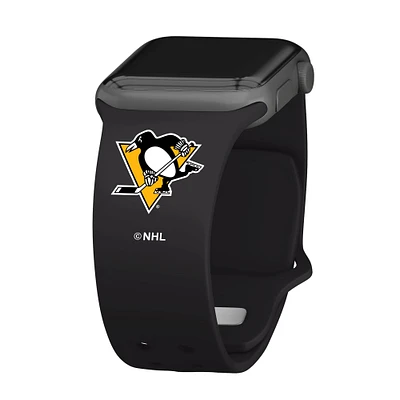 Black Pittsburgh Penguins Silicone Apple Watch Band