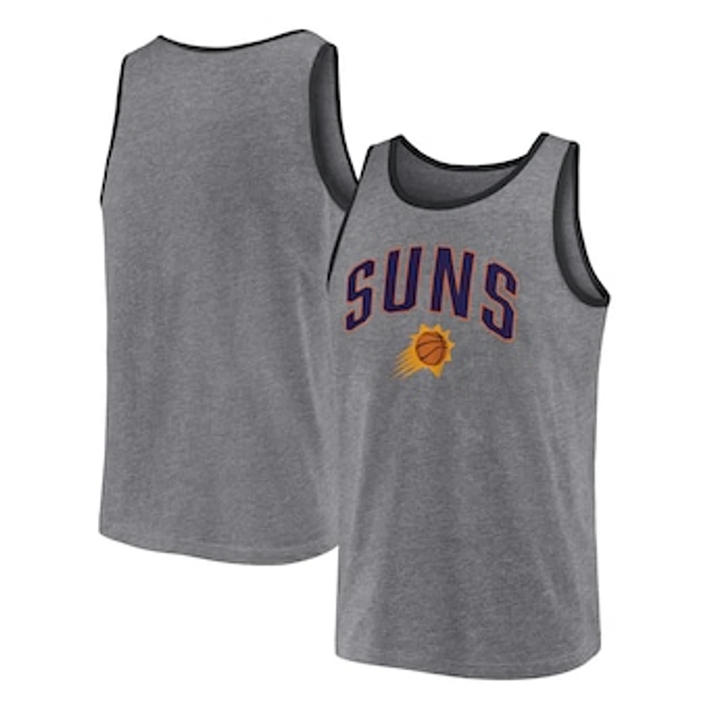 Men's Fanatics Heather Gray Phoenix Suns Primary Logo Tank Top