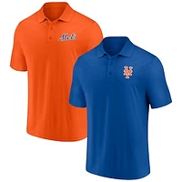 Men's Fanatics Royal/Orange New York Mets Dueling Logos Polo Combo Set