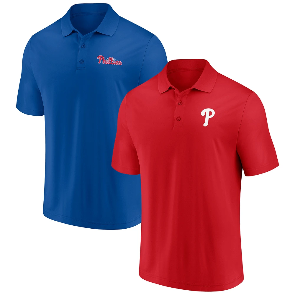 Men's Fanatics Red/Royal Philadelphia Phillies Dueling Logos Polo Combo Set