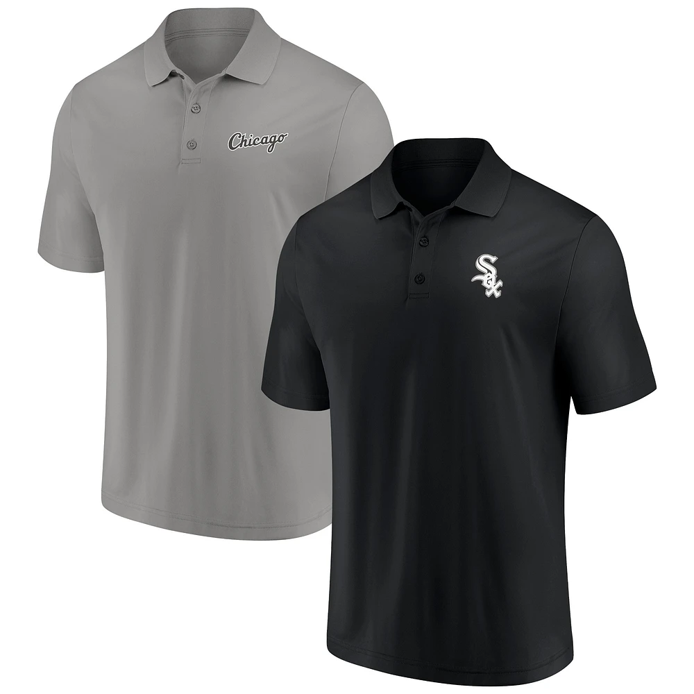 Men's Fanatics Black/Gray Chicago White Sox Dueling Logos Polo Combo Set