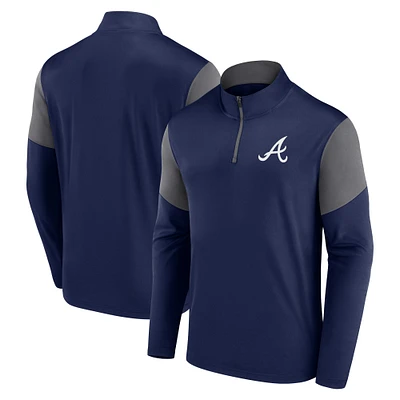 Men's Fanatics Navy Atlanta Braves Logo Quarter-Zip Top